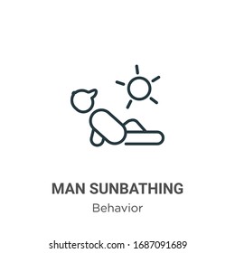 Man Sunbathing Outline Vector Icon. Thin Line Black Man Sunbathing Icon, Flat Vector Simple Element Illustration From Editable Behavior Concept Isolated Stroke On White Background