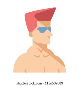 Man with sunglass vector illustration in flat color design