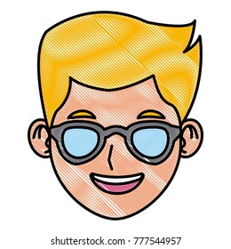 Man with sunglasses face