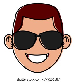 Man with sunglasses face