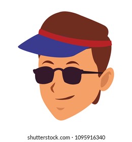Man with sunglasses face cartoon