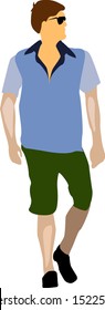 Hombre con gafas de sol, ilustración, vector sobre fondo blanco.