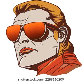 Hombre en gafas de sol ilustración vectorial multicolor aislado en fondo blanco