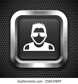Man with Sunglasses on Silver Square Buttons