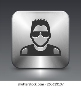Man with Sunglasses on Silver Square Buttons