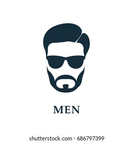 Man in sunglasses. Style haircut and beard. Vector icon.