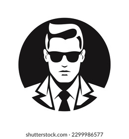 Man in sunglasses vector logo icon.