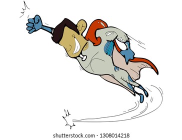 man with super power flying illustration doodle cartoon