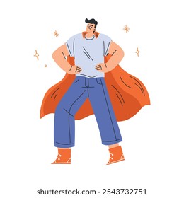 Homem personagem super-herói vestindo o manto têm a ilustração do vetor de super poder