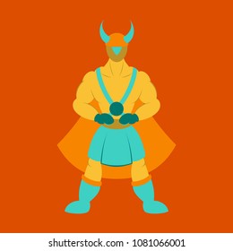Man superhero . Superhero Standing . Icon in Flat style