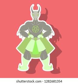 Man superhero . Superhero Standing . Icon in sticker style