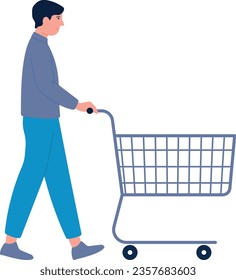 Man with supermarket trolley. Shopping person. Male customer