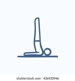 Man in supported shoulderstand asana vector sketch icon isolated on background. Hand drawn supported shoulderstand asana icon. Supported shoulderstand asana icon for infographic, website or app.