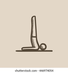 Man in supported shoulderstand asana vector sketch icon isolated on background. Hand drawn supported shoulderstand asana icon. Supported shoulderstand asana icon for infographic, website or app.