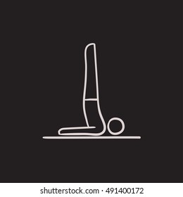 Man in supported shoulderstand asana vector sketch icon isolated on background. Hand drawn supported shoulderstand asana icon. Supported shoulderstand asana icon for infographic, website or app.