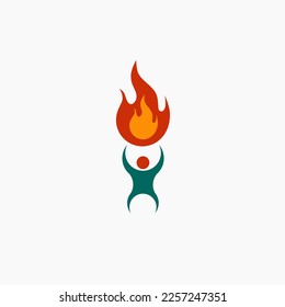 man supporting fire logo vector