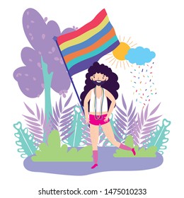 Man supporting lgtbi march design vector illustration
