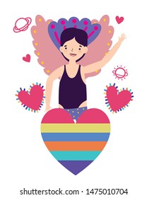 Man supporting lgtbi march design vector illustration