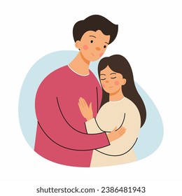 Man supports woman. Sad married couple. Empathy and compassion. Bad news about pregnancy. Infertility. Unsuccessful IVF attempt.