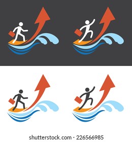 Man Surf on Arrow to Success Concept