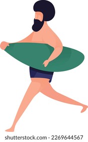 Man With A Surfboard Curvy 1 UI Banner Illustration Vector EPS