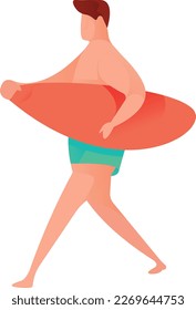 Man With Surfboard Curvy 1 UI Banner Illustration Vector EPS