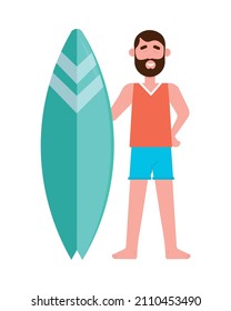 man with surfboard icon flat
