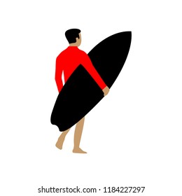 the man and the surfboard logo icon design template vector