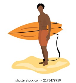 Man with surfboard on sea beach