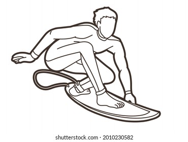 Man Surfer Surfing Sport Action Cartoon Graphic Vector 