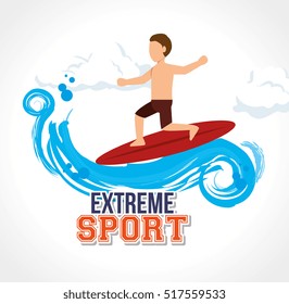 Man Surfin On Wave Extreme Sport