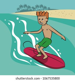 Man surfing cartoon