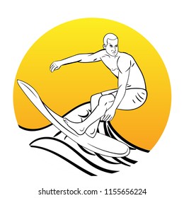 Man Surfing Illustration vector