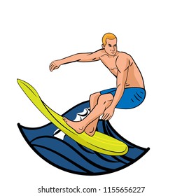 Man Surfing Illustration vector