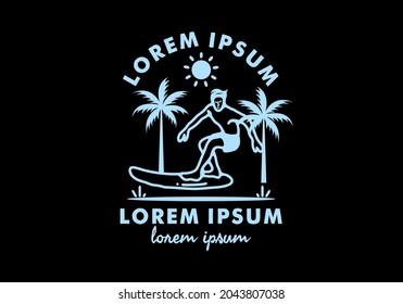 Man surfing line art illustration design