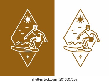 Man surfing line art illustration design