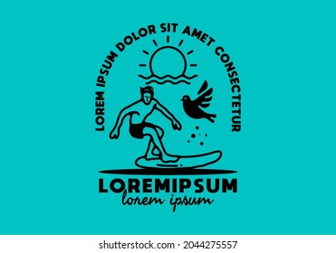 Man surfing line art illustration design