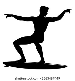 man surfing logo design vector file silhouette