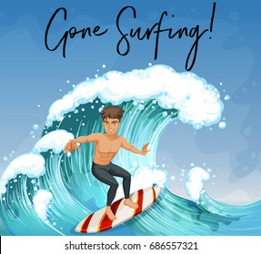 El surf masculino en la ilustración del océano