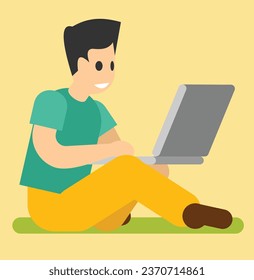 man surfing on internet publicdomainvectors.orgvector design illustration