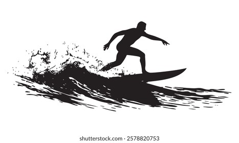 A man is surfing on a wave