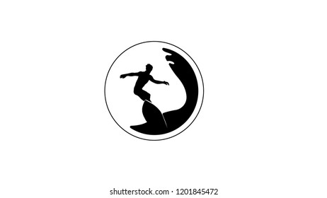 man surfing silluette