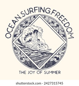 Man surfing vector illustration California. west coast.
