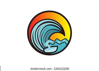 man surfing, and wave logo Designs Inspiration Isolated on White Background