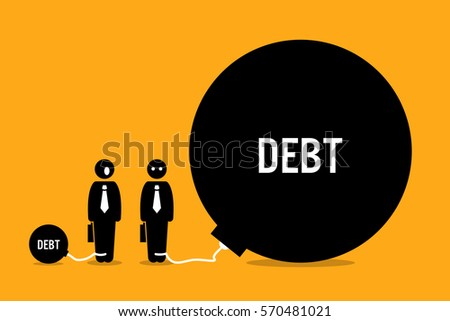 Man surprised by other people huge debt. Vector artwork depicts debt and financial burden. 