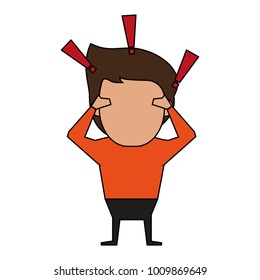 Man surprised with hands up