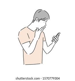 man was surprised to see the phone vector 