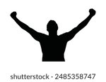 Man surrendering with both hands raised in air, man raising both hands silhouette
