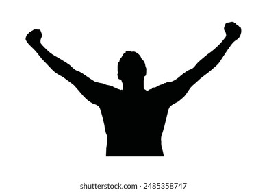 Man surrendering with both hands raised in air, man raising both hands silhouette
