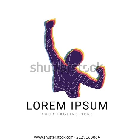 Man surrendering with both hands raised in air Logo, man raising both hands Logo,  Champion, win, Leader, winner Logo Design Vector, Human Power